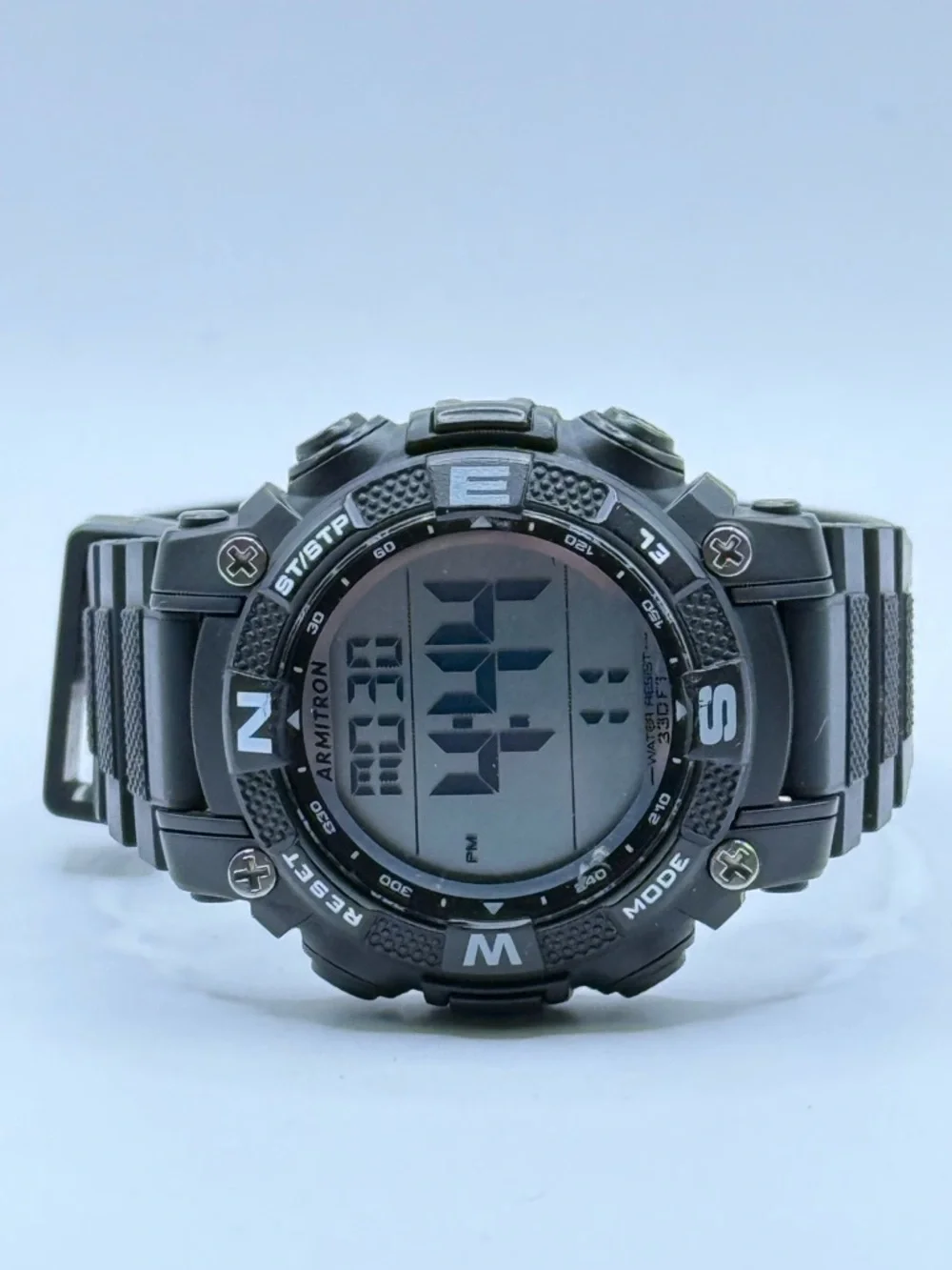 ARMITRON MENS PRO SPORT CHRONOGRAPH BLACK RESIN STRAP WATCH 40mm